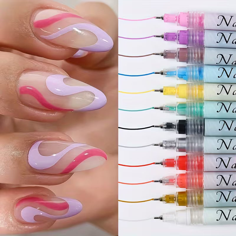 Slaystore ™ - 3D Nail Art Pens (Set of 12 Colors)