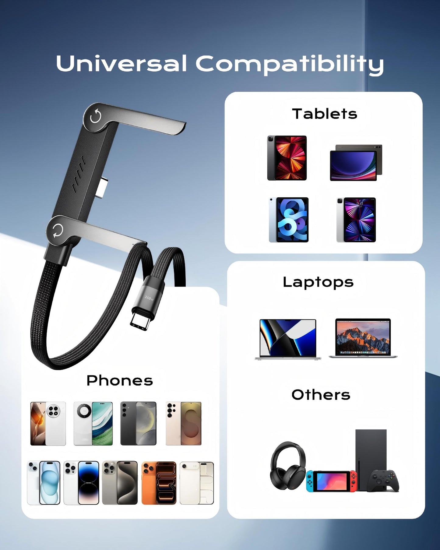 CyberCord 2-1 Multi-Angle Charging Cable Stand