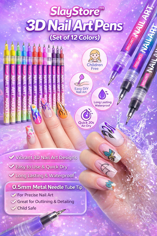 Slaystore ™ - 3D Nail Art Pens (Set of 12 Colors)