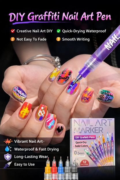 Slaystore ™ - 3D Nail Art Pens (Set of 12 Colors)